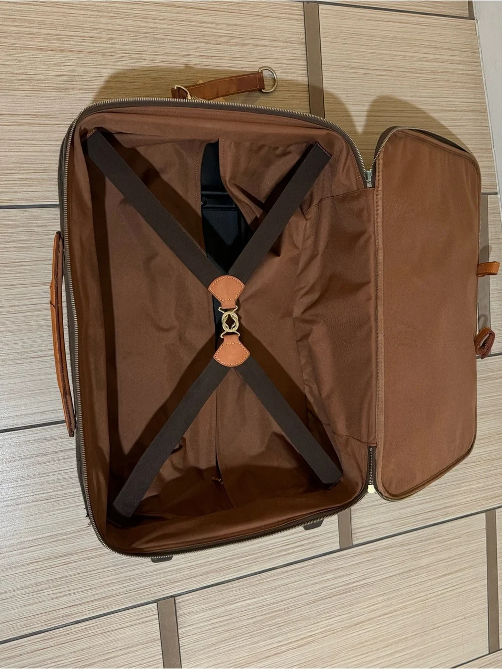 Louis Vuitton Monogram Rolling Suitcase in Brown with Tan Leather Trim